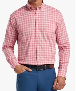 Graham's Style Store Dubuque Peter Millar Sport Shirt - Pink Plaid Men’s Tops