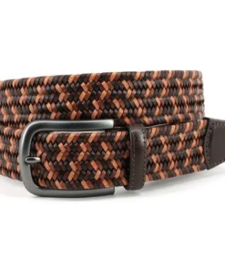 Graham's Style Store Dubuque Torino Italian Mimi Strand Woven Stretch Leather Belt- Brown Multi
