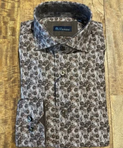 Serica Blu Brown Floral Sport Shirt Men’s Tops