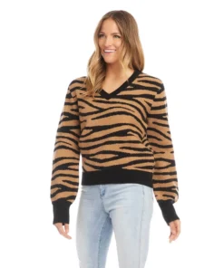 Karen Kane Blouson Zebra Sweater Women’s Tops 9 Karen Kane Blouson Zebra Sweater Women’s Tops