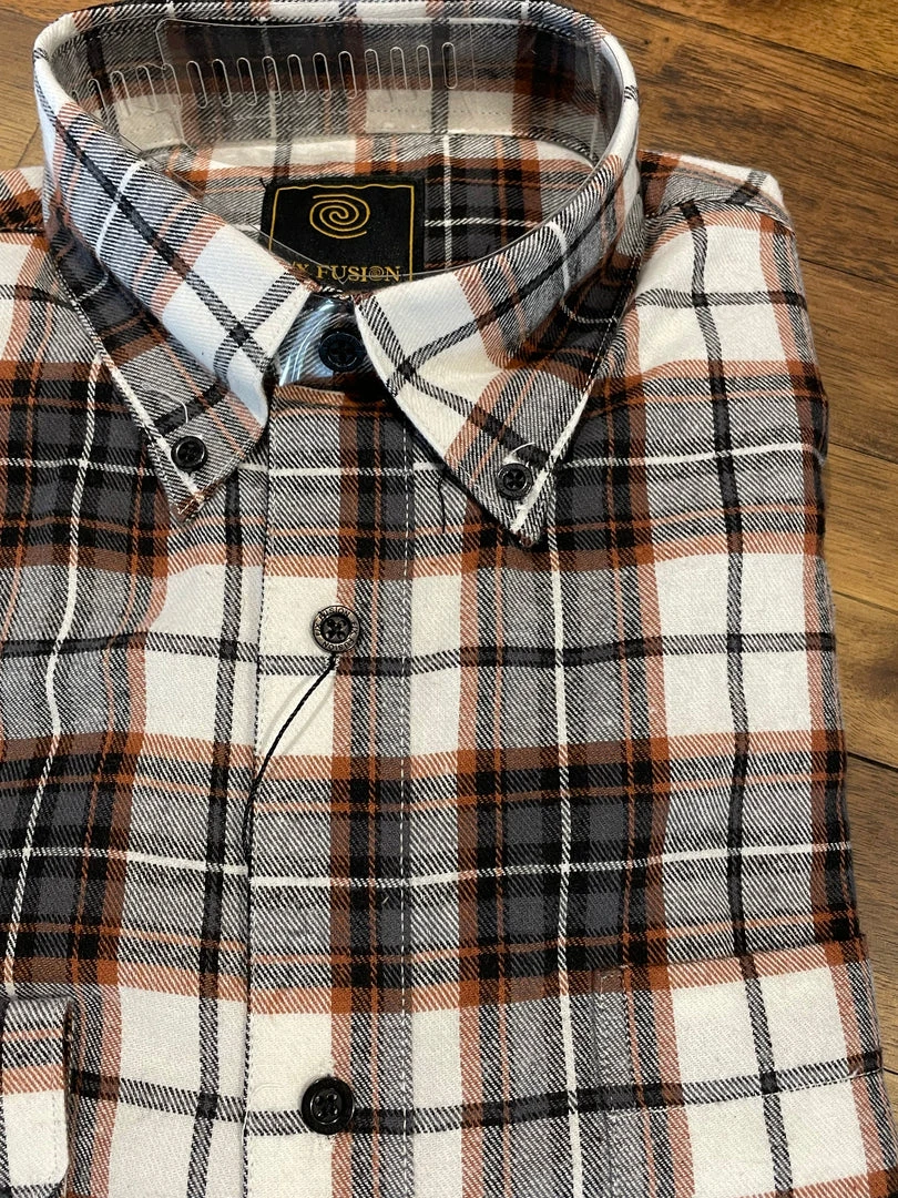 FX/Fusion FX Fusion Rust Grey Plaid Flannel 5 FX/Fusion FX Fusion Rust Grey Plaid Flannel