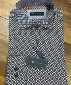 Serica Blu Diagonal Targets Sport Shirt Big & Tall