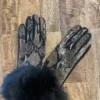 Mitchie's Women's Hats Gloves & Scarves Mithie's Shiny Python Gloves With Fox Fur 1 Mitchie's Women's Hats Gloves & Scarves Mithie's Shiny Python Gloves With Fox Fur