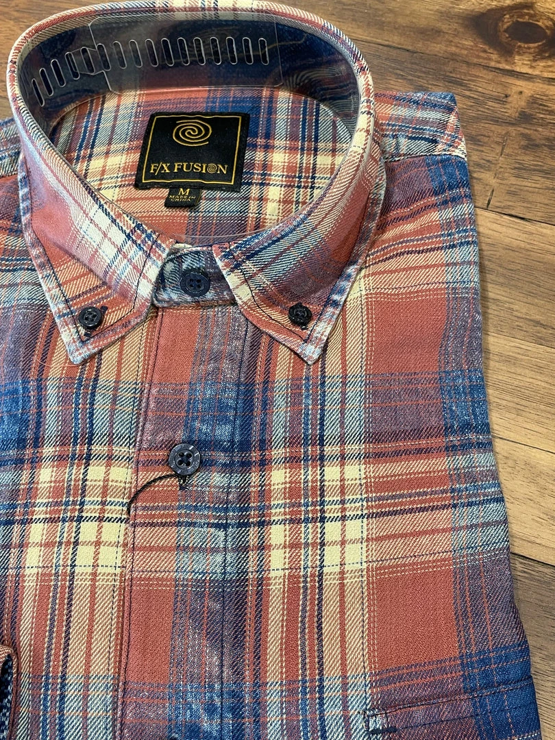 FX/Fusion Men’s Tops FX Fusion Navy Rust Washed Plaid 5 FX/Fusion Men’s Tops FX Fusion Navy Rust Washed Plaid