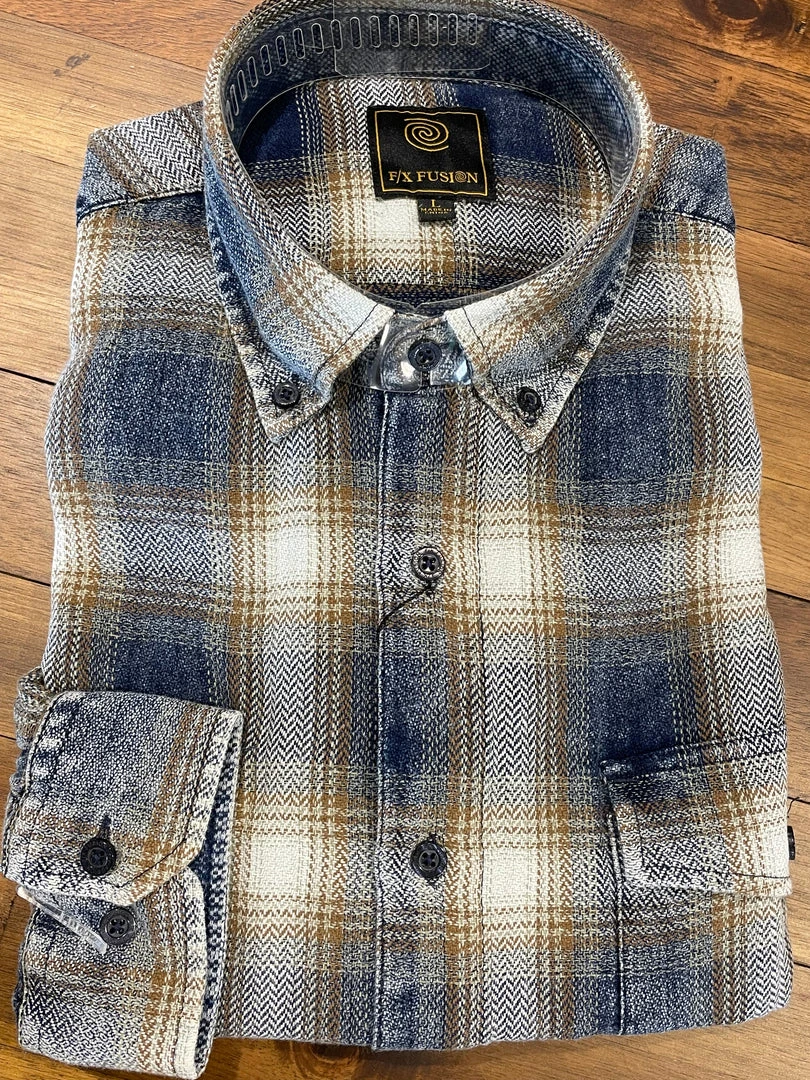 FX/Fusion FX Fusion Navy Gold Washed Plaid 4 FX/Fusion FX Fusion Navy Gold Washed Plaid