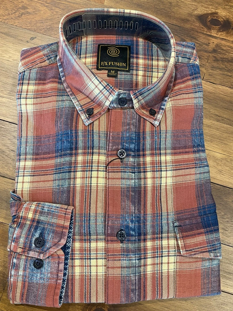 FX/Fusion Men’s Tops FX Fusion Navy Rust Washed Plaid 4 FX/Fusion Men’s Tops FX Fusion Navy Rust Washed Plaid