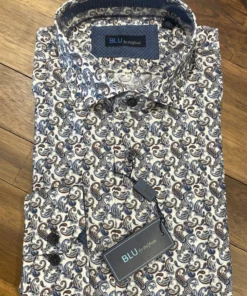 Serica Blu Paisley Print Sport Shirt Big & Tall