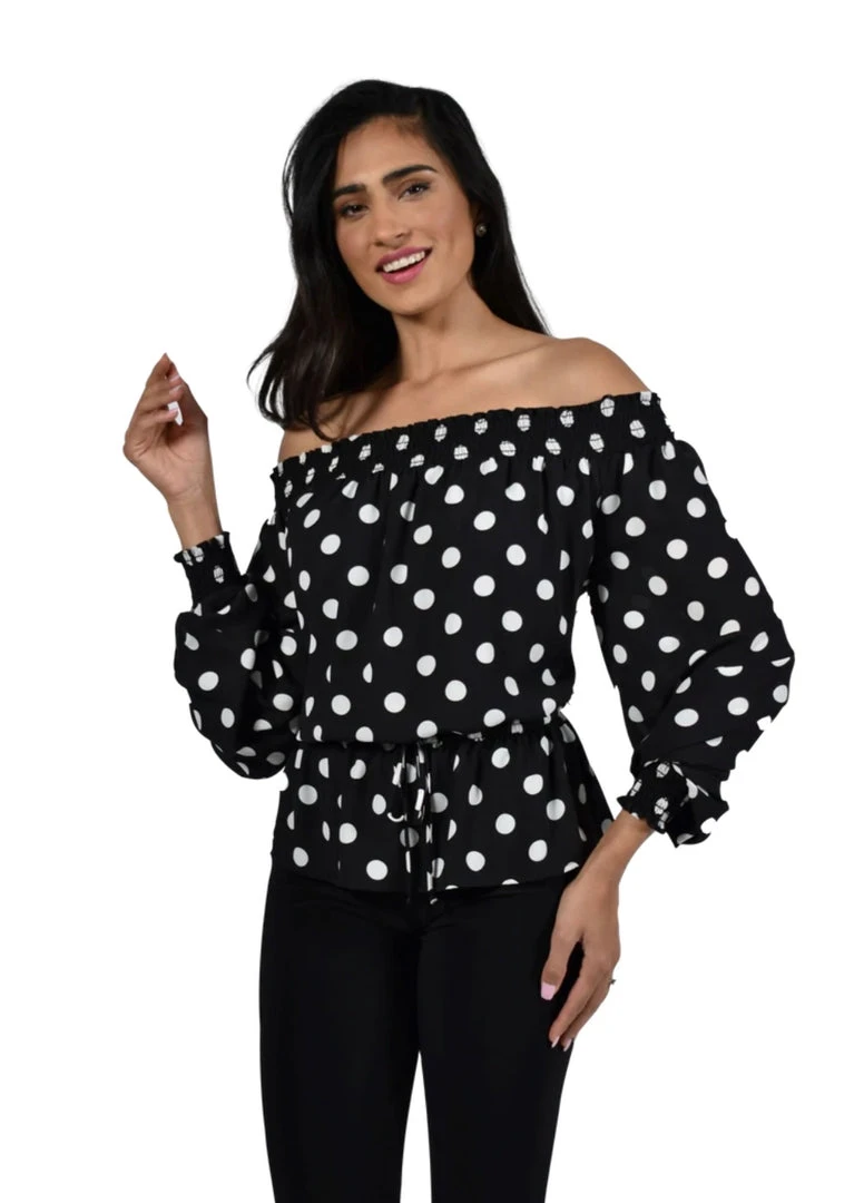 Women’s Tops Frank Lyman Polk A Dot Off Shoulder Top 3 Women’s Tops Frank Lyman Polk A Dot Off Shoulder Top