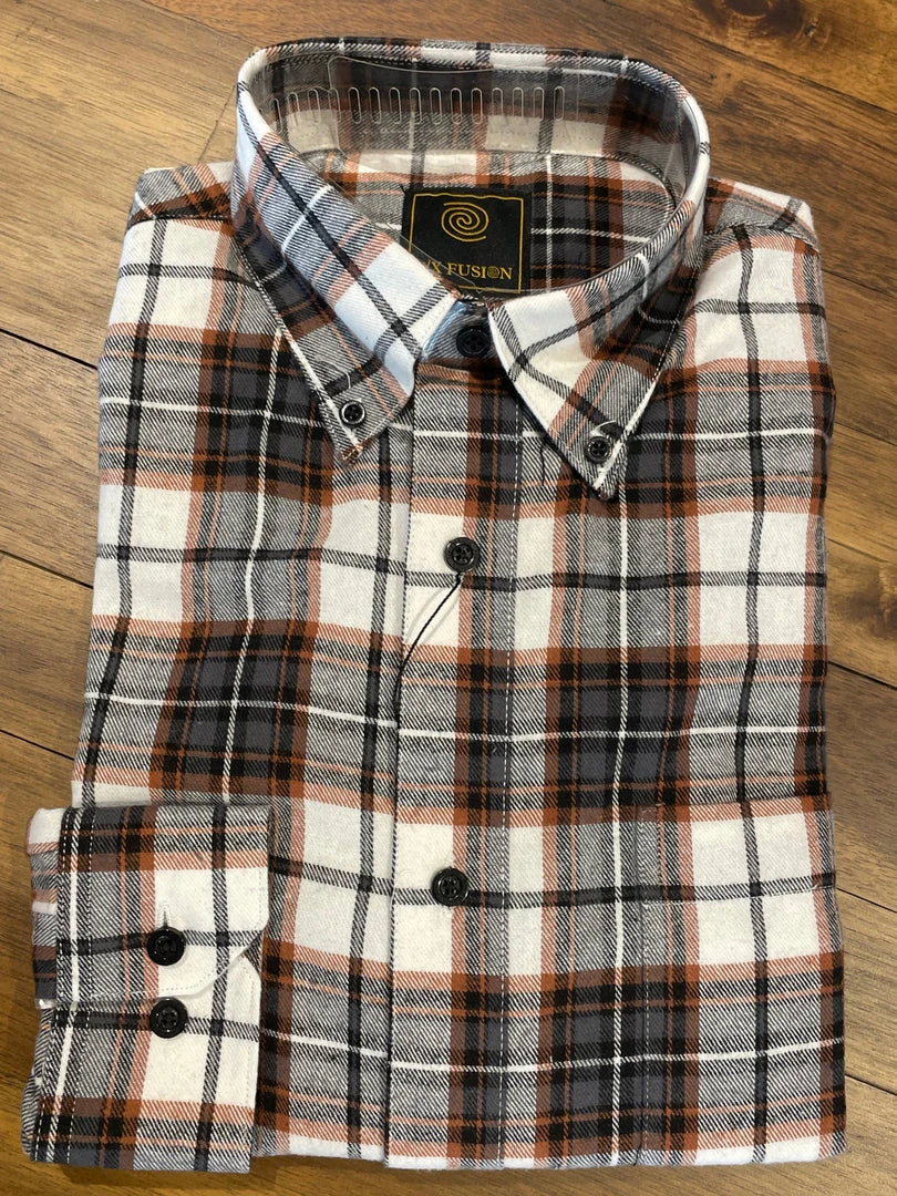 FX/Fusion FX Fusion Rust Grey Plaid Flannel 4 FX/Fusion FX Fusion Rust Grey Plaid Flannel