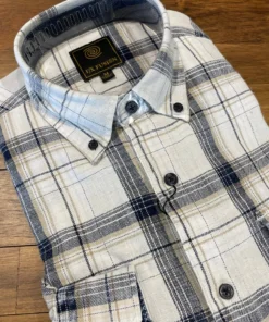 FX/Fusion Men’s Tops FX Fusion White Navy Washed Plaid