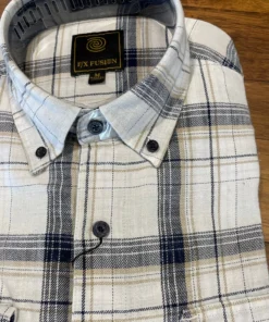 FX/Fusion Men’s Tops FX Fusion White Navy Washed Plaid