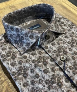 Serica Blu Brown Floral Sport Shirt Men’s Tops