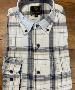 FX/Fusion Men’s Tops FX Fusion White Navy Washed Plaid