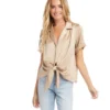 Women’s Tops Karen Kane Satin Roll Sleeve Tie-Front Top