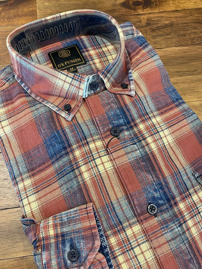 FX/Fusion Men’s Tops FX Fusion Navy Rust Washed Plaid 3 FX/Fusion Men’s Tops FX Fusion Navy Rust Washed Plaid