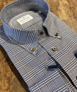 Emanuel Berg Navy/Camel L/S Plaid Men’s Tops