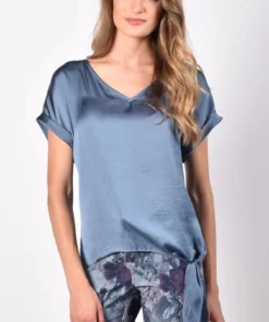 Women’s Tops Frank Lyman Satin V-Neck Tie Front Top