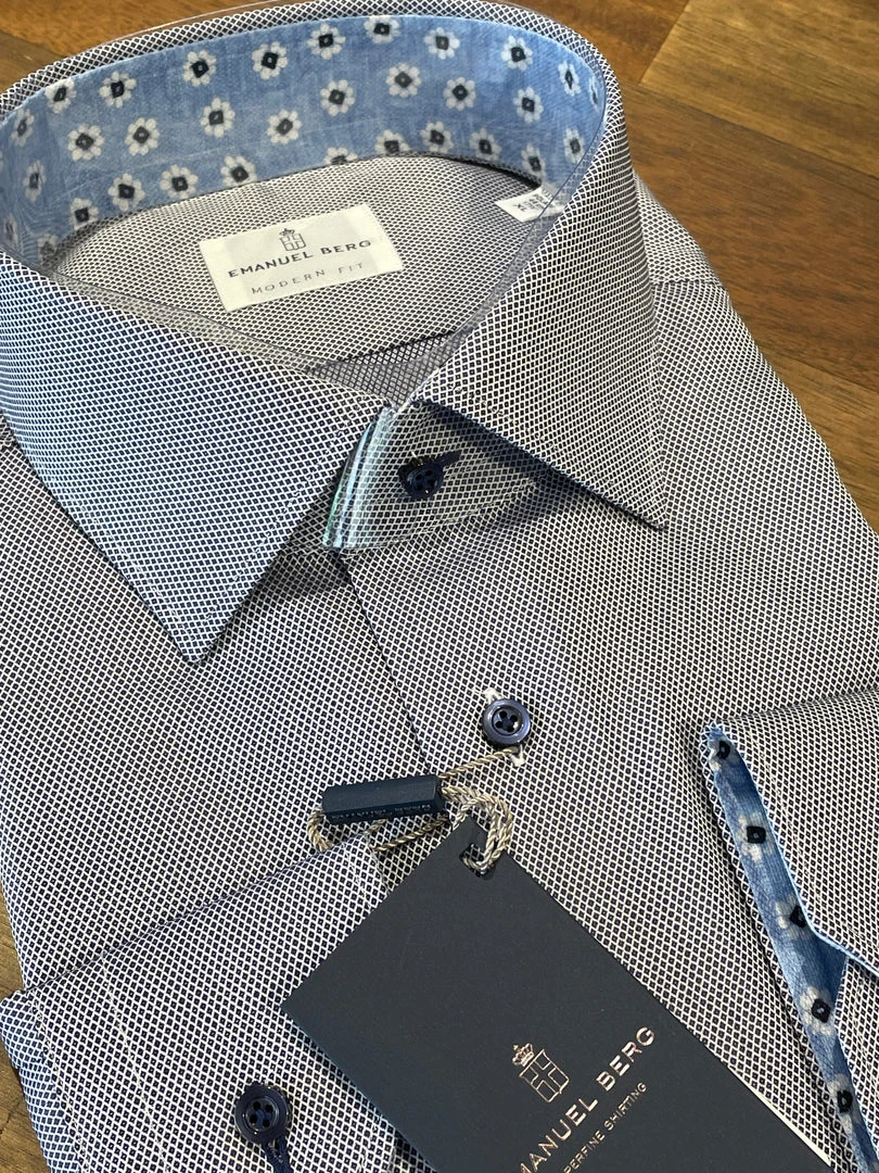 Men’s Tops Emanuel Berg Navy Birdseye 3 Men’s Tops Emanuel Berg Navy Birdseye