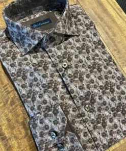 Serica Blu Brown Floral Sport Shirt Men’s Tops