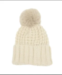 Joy Accessories Joy Susan Waffle Knit Pom Hat