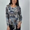 Frank Lyman Street Scape Tie Top Women’s Tops
