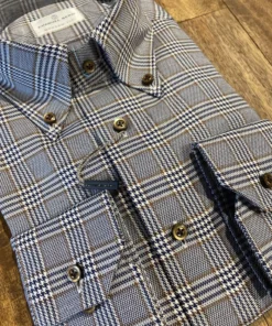 Emanuel Berg Navy/Camel L/S Plaid Men’s Tops