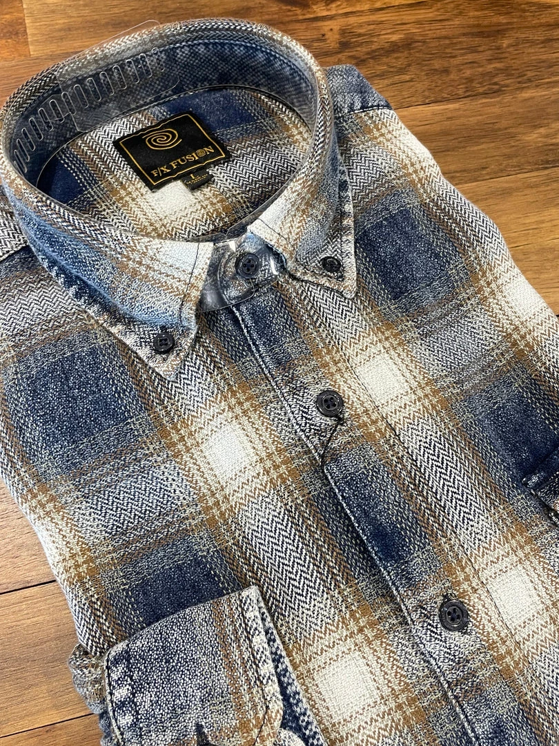 FX/Fusion FX Fusion Navy Gold Washed Plaid 3 FX/Fusion FX Fusion Navy Gold Washed Plaid