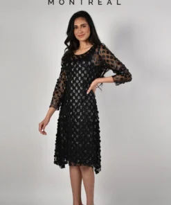 Frank Lyman Mesh Black Coin Appliqué Dresses & Skirts