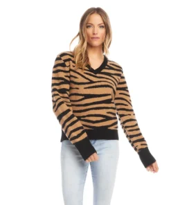 Karen Kane Blouson Zebra Sweater Women’s Tops
